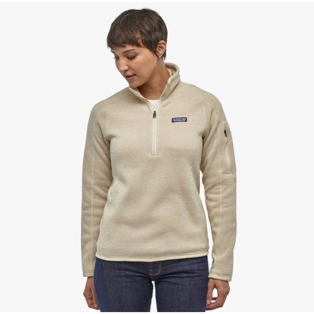 Patagonia Women XL Cream Beige Better Sweater 1/4 Zip Granola Cabin Core Preppy
